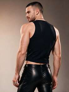 ZURIURI Men's Hollow-Out Metal Chain Sexy Vest - Black - View 3