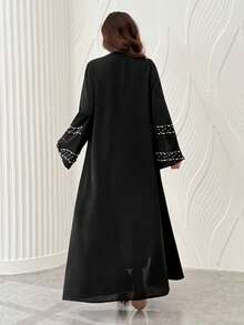 Al Najma Spring/Autumn Premium Pearl Lace Patchwork Sleeve Elegant Fashionable Graceful Intellectual Slimming Women's Cardigan - Black - View 3
