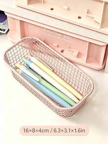 1/4Pcs Mini Macaron Color Metal Storage Baskets Stylish Desktop Organizer Minimalist Home Decor Multifunctional Desktop Storage Holder Suitable For Office Desks And Dressers Lightweight Rustproof Metal Container With Smooth Edges - Multiple Styles - View 3