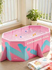 1pc Large Pink Foldable Swimming Pool, Non-Inflatable PVC Family Water Play Center, Outdoor Backyard Summer Fun For Kids Teens & Adults - Folding pool - View 9