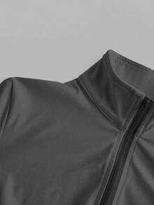 SHEIN EZwear 女款黑色針織防紫外線外套，適合秋冬穿著 - 灰色 - 查看 5