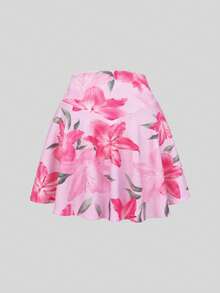 SHEIN Sweetro Floral Print Criss-Cross Waist Sports Skort - Multicolor - View 2
