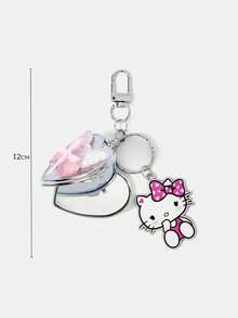 HELLO KITTY AND FRIENDS | SHEIN 1 قطعة سلسلة مفاتيح مرآة على شكل فيونكة فضية Y2K بتصميم حب، قلادة حقيبة فريدة - متعدد الألوان - مشاهدة 7