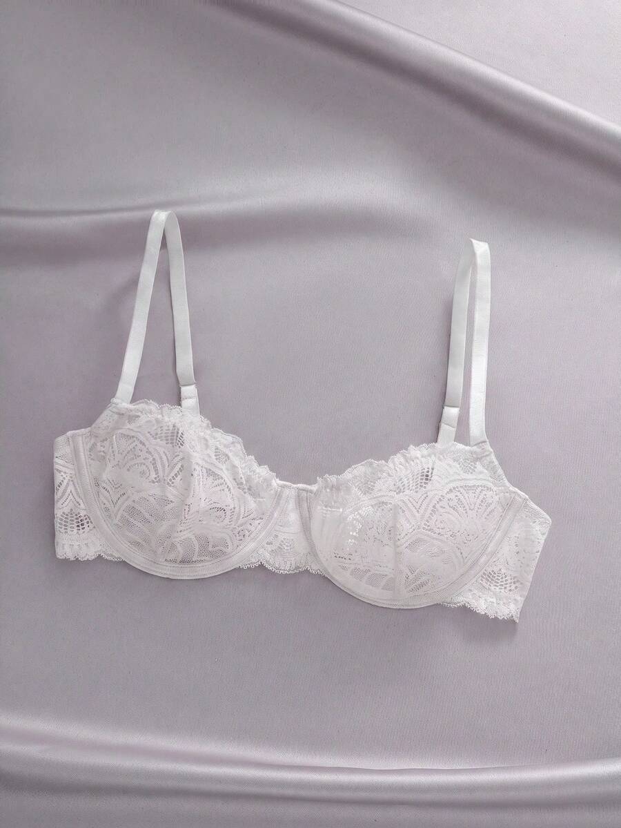 EmpressEnvy 女款性感舒適蕾絲拼接內衣 - 白色 - 查看 1