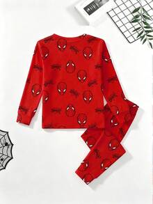 SHEIN 6pcs/Set Pakaian Rumah Anak Laki-Laki dan Remaja, Atasan Rajut Lengan Panjang dan Celana Panjang Motif Konsol Game & Astronot - MultiWarna - View 2