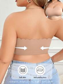 SHEIN Top tipo bralette sin aro con cierre lateral para mujer de talla grande - Albaricoque - Ver 2