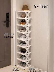 6/8/9 Tier Narrow Small Freestanding Shoe Rack, Space-Saving DIY Shoe Storage Organizer, Suitable For Entryway And Closet, Fits Shoes Size 42-43, Easy To Assemble With Sturdy Structure, Indoor Decor, Autumn Decor - Multicolor - View 7