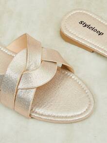 Styleloop Ladies Cross Slippers, Holiday Style Fresh Leisure Comfortable Beach Sandals - Gold 01 - View 2