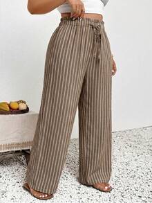 SHEIN Frenchy Pantalones Extra Grande - Caqui - Ver 4