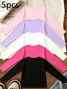 SHEIN 5PCS Young Girls T-Shirts - Multicolor - View 2