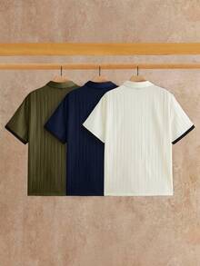 HIMLAND 3件組男士極簡冰絲觸感短袖 Polo 衫，夏季款 - 彩色 - 查看 2