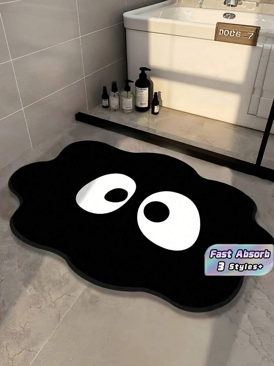 Luxury Non Slip Quick Dry Diatom Mud Black Cloud Pattern Bath Mat Soft Absorbent Door Mat Fast Water Absorbing Home Decor Durable Elegant Anti Skid - Black Diatom Mud Floor Mat-cloud Pattern - View 1