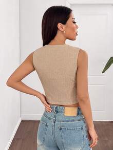 SHEIN EZwear 女款春季新款杏色梭織薄款西裝外套，適合秋冬穿著 - 卡其色 - 查看 3