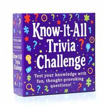 Know-It-All Trivia Challenge Funny General Knowledge Question Card Game, Multiplayer Family Party Icebreaker Trivia Game, Portable Travel Educational Tabletop Game For Adults Teens Gathering Gift - Multicolor - View 1