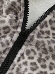 ROMWE MEN Street Life Men's Leopard Print Denim Pocket Long Sleeve Fuzzy Jacket - Multicolor - View 8