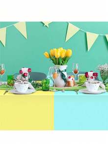 1 Piece Colorful Plastic Rectangular Tablecloth Waterproof Oil Proof Pink White Blue For Wedding Picnic Birthday Easter Holiday Kitchen Home Decor Party Gift Bridal Graduation Bachelorette Celebration Outdoor Indoor Dining Table Cover Housewarming - Multicolor - View 5