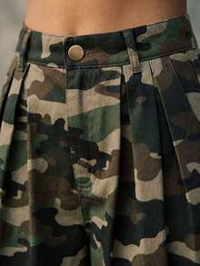Zerodot Women Green Camouflage Denim Jorts Casual Daily - Army Green - View 6