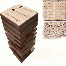 48pcs Party Drinking Game - Rolling Tower Blocks, Wooden Stacking Blocks, Party Drinking Water Rolling Tower Game, Traditional Games Use Brick Towers For Parties - 48 Items - View 4