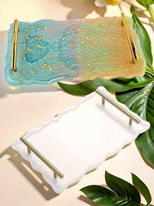 1件瑪瑙矽膠托盤模具 樹脂鑄造杯墊托盤 矽膠墊 Epoxy 手工 DIY 家居裝飾 珠寶收納製作用品 - 白色 - 查看 2