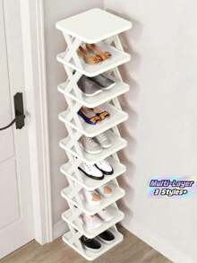 6/8/9 Tier Narrow Small Freestanding Shoe Rack, Space-Saving DIY Shoe Storage Organizer, Suitable For Entryway And Closet, Fits Shoes Size 42-43, Easy To Assemble With Sturdy Structure, Indoor Decor, Autumn Decor - Multicolor - View 1