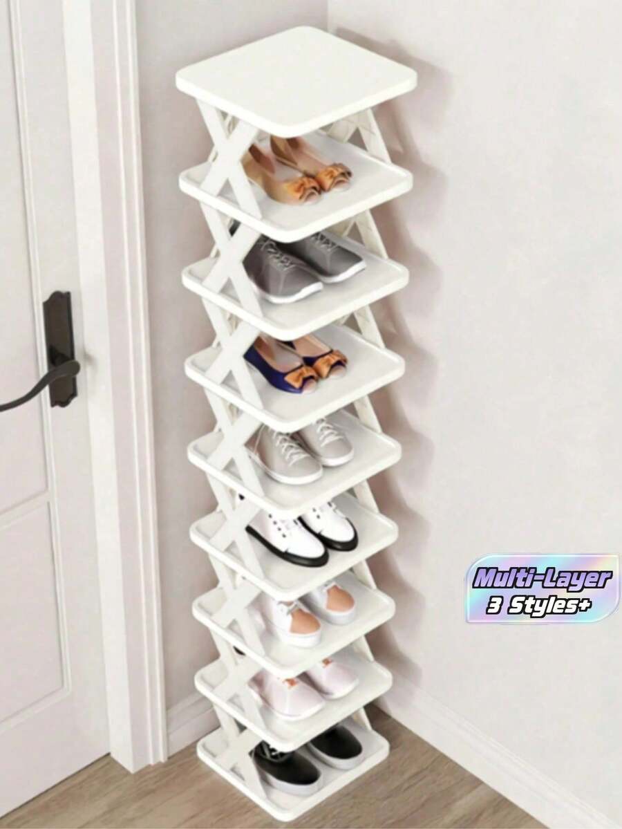 6/8/9 Tier Narrow Small Freestanding Shoe Rack, Space-Saving DIY Shoe Storage Organizer, Suitable For Entryway And Closet, Fits Shoes Size 42-43, Easy To Assemble With Sturdy Structure, Indoor Decor, Autumn Decor - Multicolor - View 1
