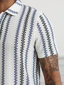 HUEFORM Men's Old Money Loose Fit Polo Shirts,Textured Fabric With Color-Block Stripes,Suitable For Everyday Outings And Lounging At Home - Multicolor - View 7
