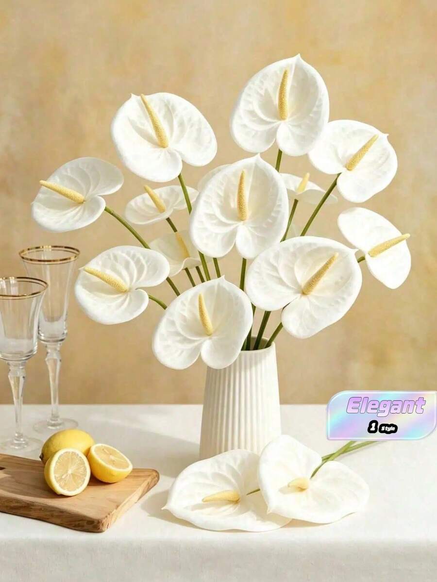 8 pièces Fleur d'oiseau de paradis artificielle blanche, Oiseau de paradis en plastique factice, Plante artificielle à tige longue, Convient pour la décoration de vase de fête à la maison, l'arrangement de table de mariage, la décoration intérieure, le bouquet DIY, le cadeau pour les femmes