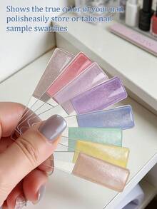 150/200Pcs Clear Rectangular Fan-Shaped Nail Art Sticks, Acrylic Nail Polish Color Chart Display Board With Metal Ring, Manicure Sample Practice Tool For Salon & Home DIY - Clear - View 9