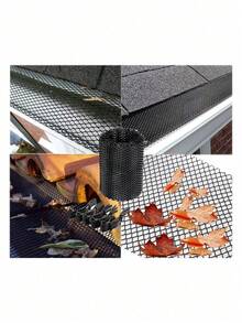 Gutter Guard 6 Inch X 20 Ft Roll Heavy Duty Mesh Filter Leaf Strainer Roof Protection Kit With 10 Clips Easy Installation Durable Outdoor Gutter Cover Supplies - black - View 9