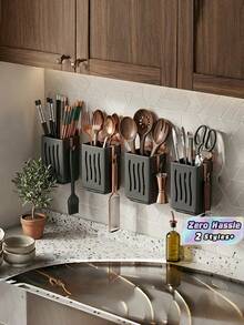 Kitchen Utensil Holder With Drainage, Multifunctional Cutlery Organizer Rack, Chopstick Spoon Fork Knife Drying Storage Box, Countertop Kitchen Gadget - View 1