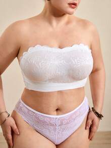 Hourtrue 1 pieza Sujetador tubo sin costuras con cierre frontal y talla grande, sexy y adecuado para uso diario en varias ocasiones - Blanco - Ver 4