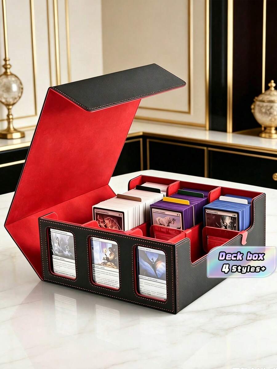 A Storage Box That Can Hold Over 1800 Commander Cards, With Card Collection And Display, A Display Window, And Various Sports And Game Cards. - View 1