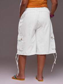 MUSERA Plus Size Denim Shorts - Black and White - View 5