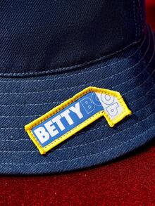 Betty Boop x SHEIN A Lady, Vintage, Cloth Sticker, Denim Fisherman Hat, Suitable For Vacation, Daily Wear - Fisherman's hat - View 5