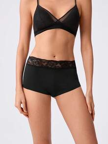 Loungeista 5pcs/Pack Women Lace Patchwork Seamless High Elasticity Cooling Briefs - Mixed color - View 1
