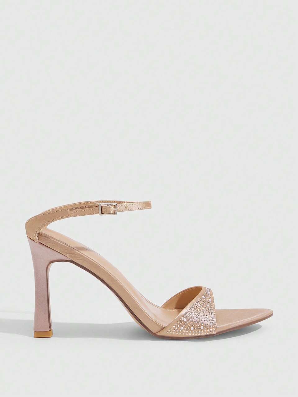 CUCCOO SZL Women's Fashion And Elegance, Pointed One-Piece Ankle Strap, Foot Strap, Color Dingle Fabric, Contrasting Hot Pearls. Rhinestone Sandals. High-Heeled