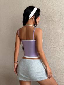Dewbera Dewbera 女款 2 合 1 日常健身運動細肩帶背心上衣 - 淡紫色 - 查看 3