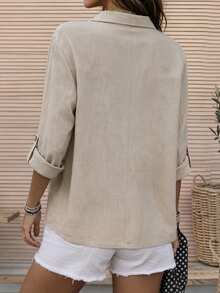 Zayélia Women's Woven Casual Daily Commuting Summer Blouse - Apricot - View 3