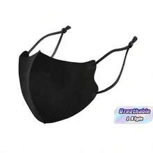 Adjustable Adult Silk Face Mask Dustproof And Sunscreen, 3d Design - Black - View 2