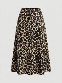 Firerie Plus Size Leopard Print Fashionable Long Skirt For Vacation - Multicolor - View 4