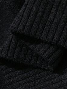 DAZY Women's Solid Color V-Neck Casual Versatile Daily Wear Long Sleeve Sweater - Black - View 7