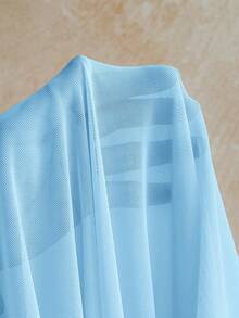 Soleia Women's Sexy Asymmetrical Shoulder Ruched Ruffle Dress With Asymmetrical Mesh Top 2 Pieces Set For Vacation - Blue - View 8