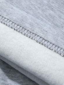 DAZY Autumn/Winter Thermal Lined Grey Hooded Sleeveless Half-Zip Sweatshirt And Elastic Waist Long Pants Men's Set - Grey - View 7