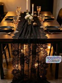 Taplak Meja Boho Berhiaskan Renda – Kain Tipis Berongga, Dekorasi Serbaguna untuk Dalam dan Luar Ruangan untuk Pesta Pernikahan, Acara Bridal Shower, dan Rumah. - Berbagai gaya - View 1