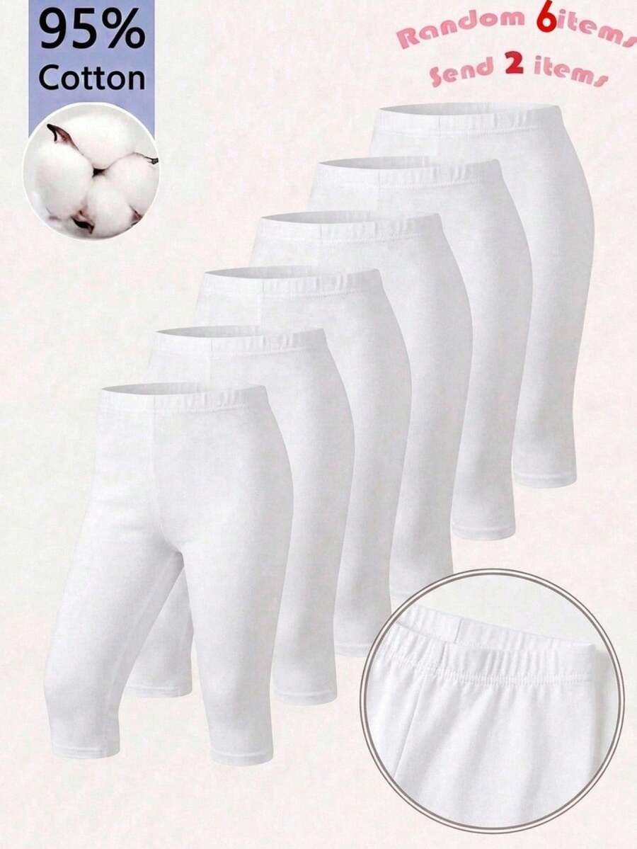 Tween Girl Casual Versatile Solid Color Leggings 2pcs/Pack - White - View 1