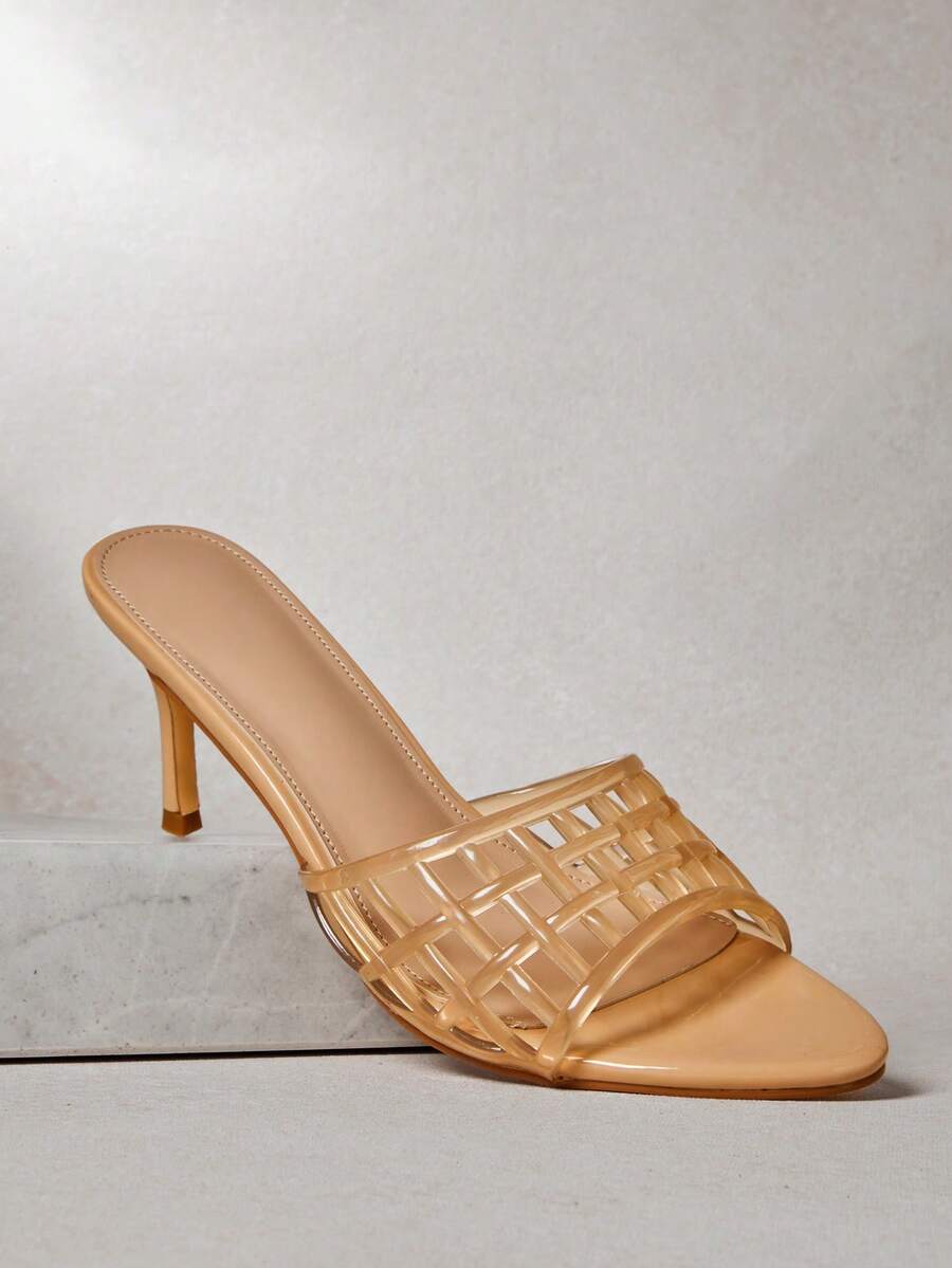 SHUZIA Sandalias de tacón con corte y diseño cómodo de mujer - Beis - Ver 1