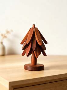 5 Packs Solid Wood High Temperature Resistant Non Slip Scald Reusable Christmas Tree Heat Insulation Mat Elegant Home Desktop Pot Cup Table Decor - View 8
