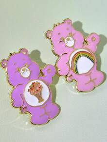 SHEIN X Care Bears 6件組時尚可愛卡通鋅合金胸針別針組，包包吊飾，適合作為禮物、收藏品、紀念品 - 彩色 - 查看 3