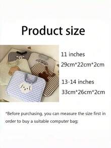 1PC Checkerboard Laptop Sleeve 11/13 Inch, Cute Cartoon Print Inner Bag For MacBook, Soft Protective Carrying Case, Home Office Travel Storage Pouch, Women Gift - A - View 9