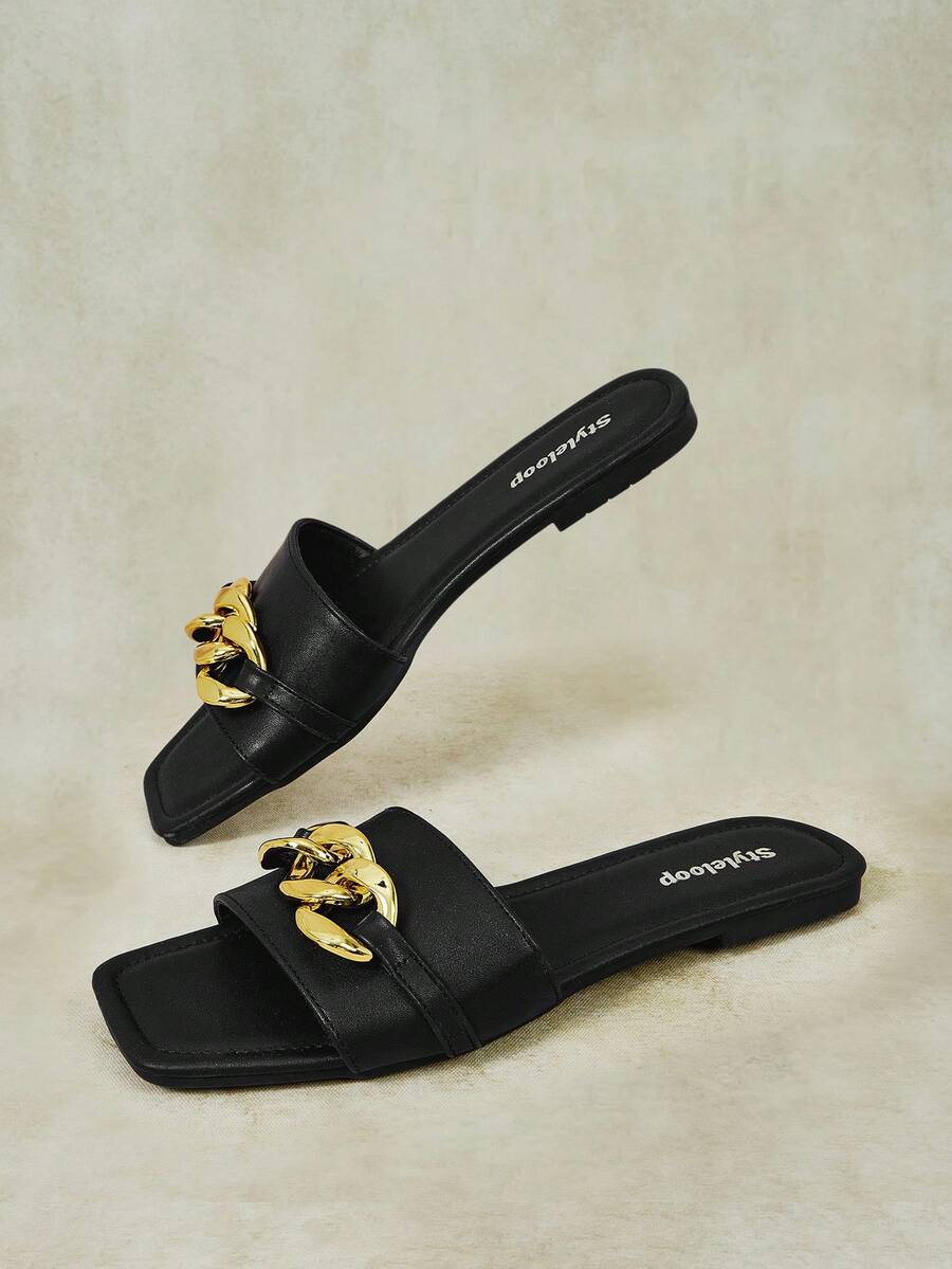 Styleloop Señoras, Uñas de Sauce, Hebillas, Zapatos Planos. - Negro - Ver 1